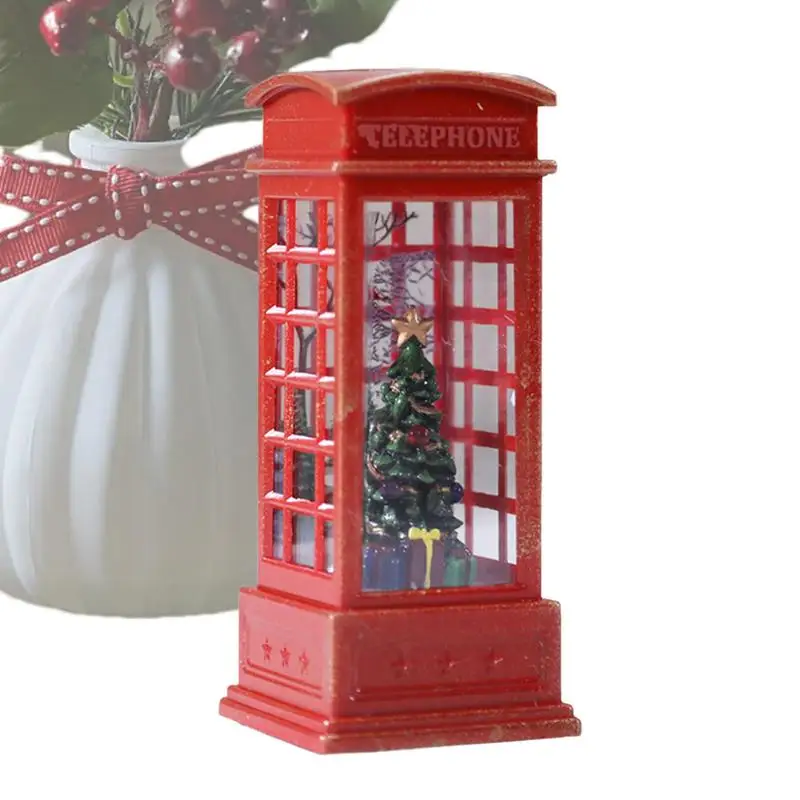 Telephone Booth Light Illumination Christmas Decoration Vintage London Telephone Booth Santa Claus Night Lamp For Table Desk