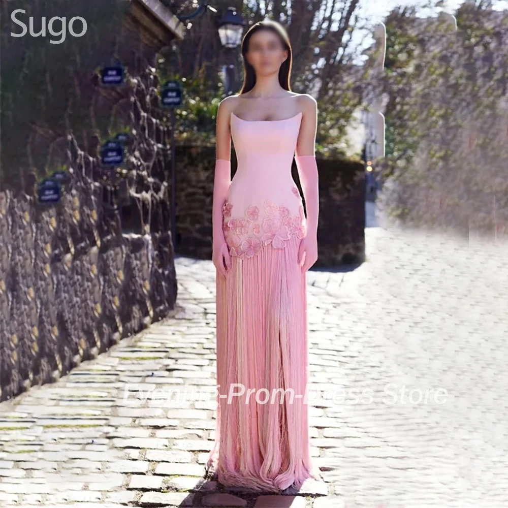 

Customized Pink Long Tassel Evening Dresses for Special Occasions Backless Floor-Length Straight Women Prom Party Dress 2026