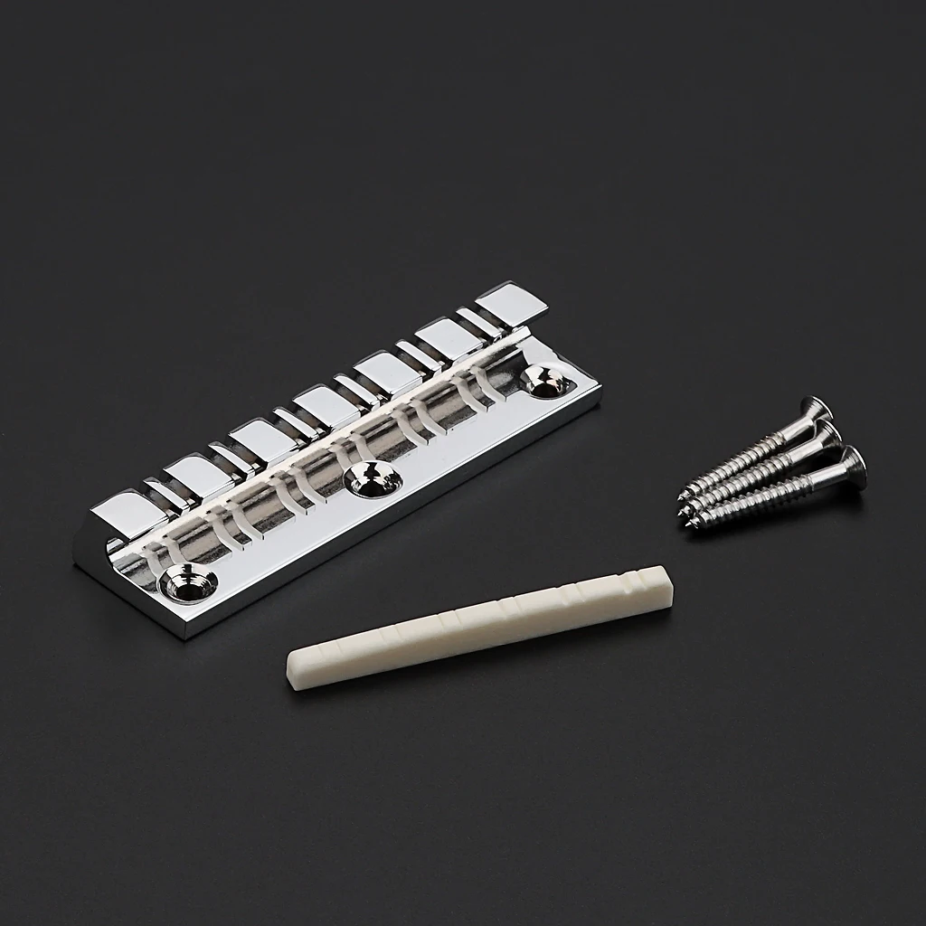 Electric Guitar Replacement Parts Chrome 12 String Guitar Tailpiece with Bone Nut