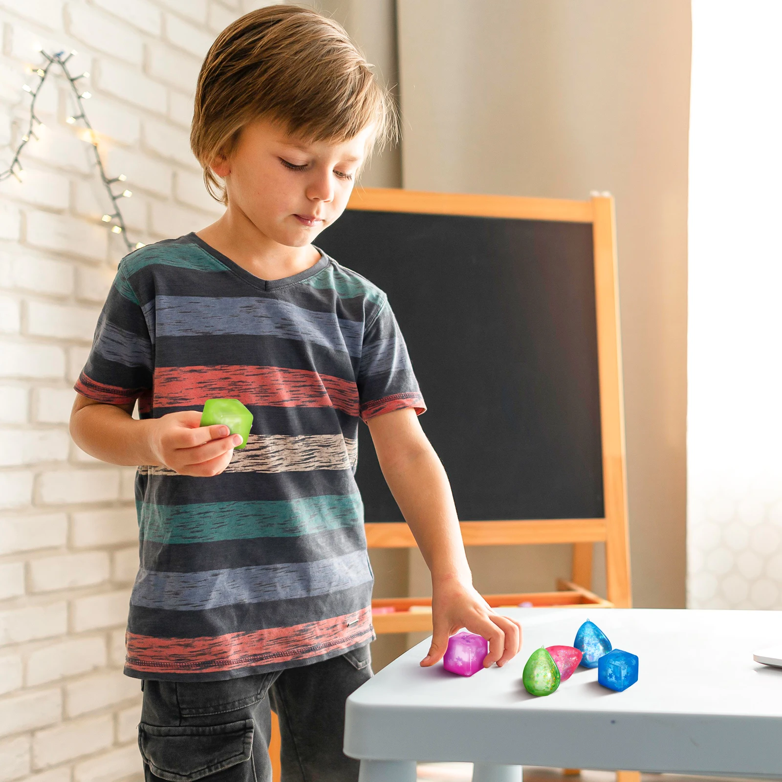 8 pz Sollievo dallo stress Cubo di ghiaccio Lacrima Squishy Fidget Spremere Cubo di gel sensoriale Anti Ansia Per adulti Bambini Terapia delle mani Goodie Bag