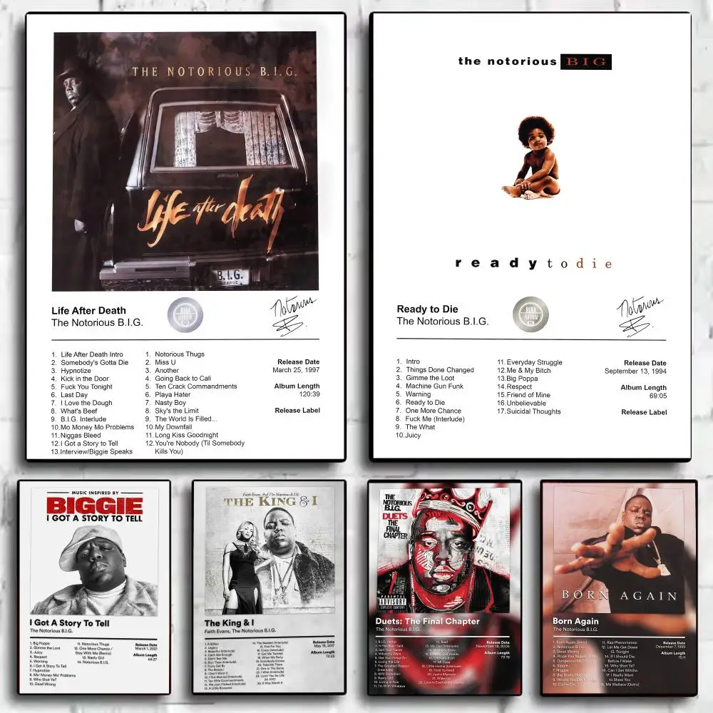 Rap Music Pop Album N-Notorious B.I.G Poster Decorative Wall Art Stickers Mural Photo Print for Home Living Room Hallway Decor