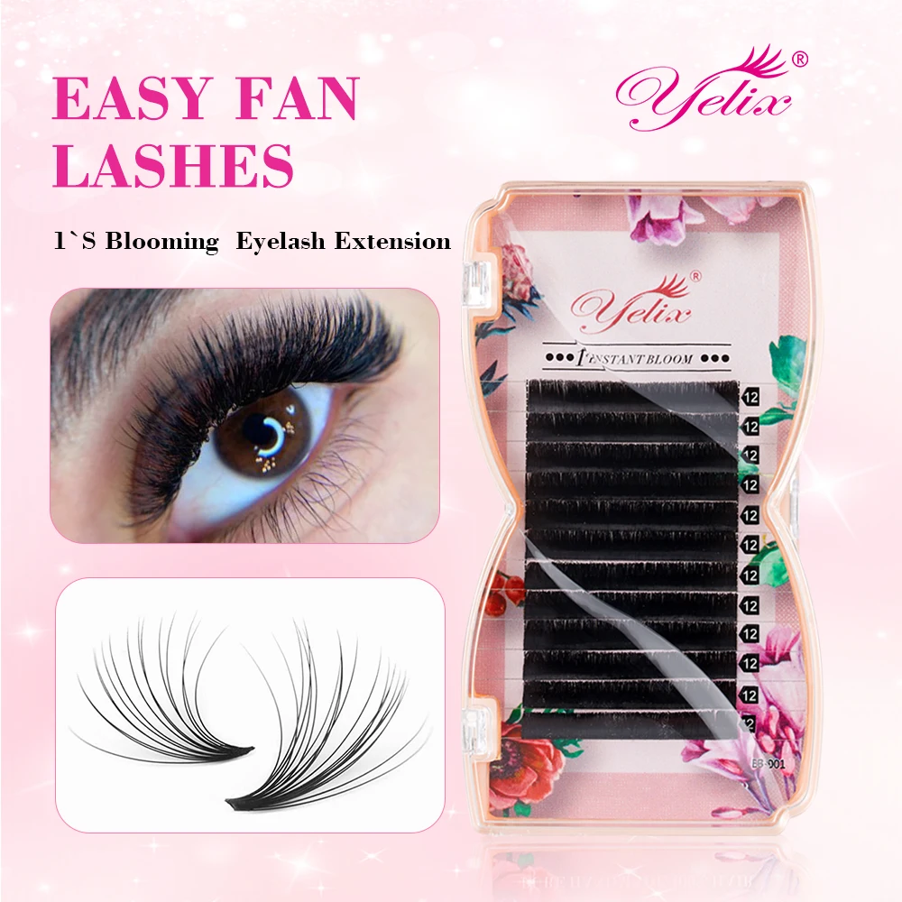 Yelix Easy Fan Lashes Extension Soft Blooming Lashes Automatic Flowering Volume Eyelashes Self-Making Fans Mega Makeup Cilia