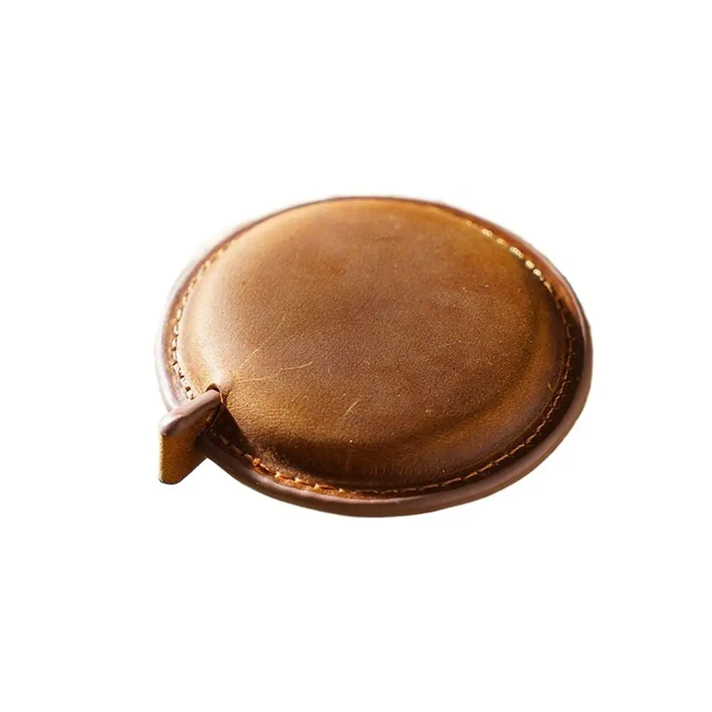 Crazy Horse Leather Genuine Leather Roll Tape Measure Vintage Portable Sewing Tools Retractable Handmade Pull Ruler Women