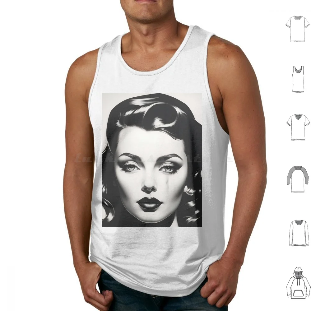 Retro Glamour Monochromatic Vision Of Classic Chic Tank Tops Vest Sleeveless Vintage Glamour Hollywood Elegance