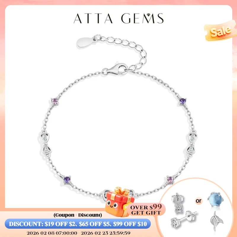 

Браслет ATTAGEMS из стерлингового серебра 925 пробы с муассанитом и бабочками, оригинальный дизайн, цветные цирконы, женский браслет, подарок на День святого Валентина