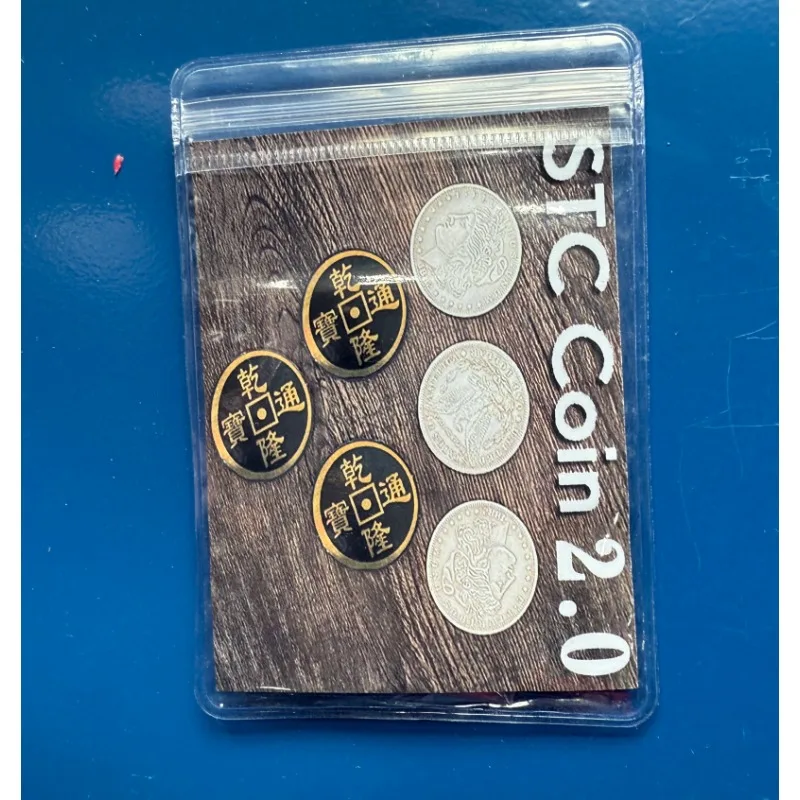 Truques de mágica stc 2.0 moeda mágica dupla face conjunto de moedas super triplo chips conjunto magia mago close-up adereços aparecem desaparecer
