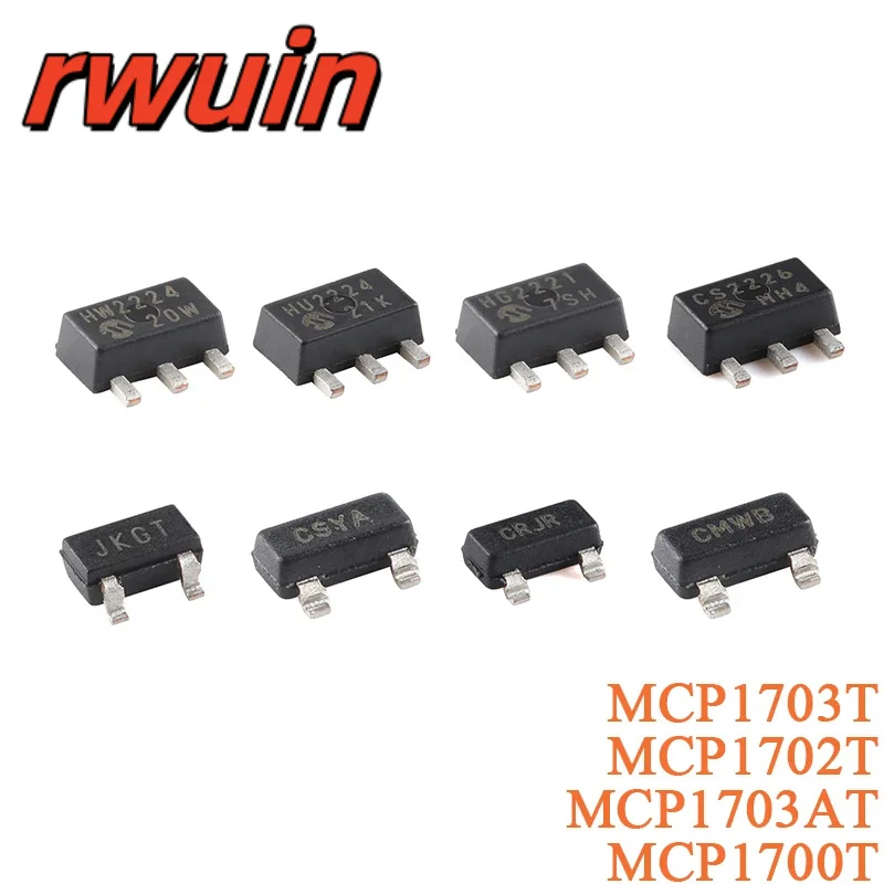 5Pcs MCP1700T-3302E/TT MCP1703T MCP1702T MCP1703AT -5002E -3302E /MB /TT SOT-89-3 SOT-23 250mA Low Quiescent Current LDO Chip