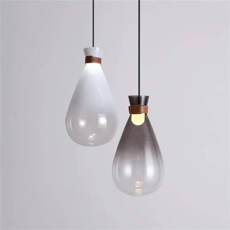 

Modern minimalist restaurant glass drift bottle belt small pendant light