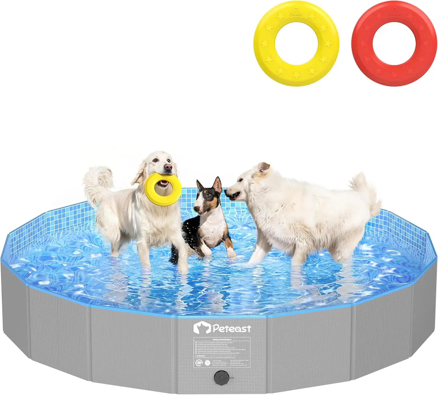 

Foldable Dog Pool for Large Dogs, 71in, with 2 Flying Disks, Hard Plastic, Collapsible Pet Pool for Backyard & Indoor, Kiddie Pool for Kids
