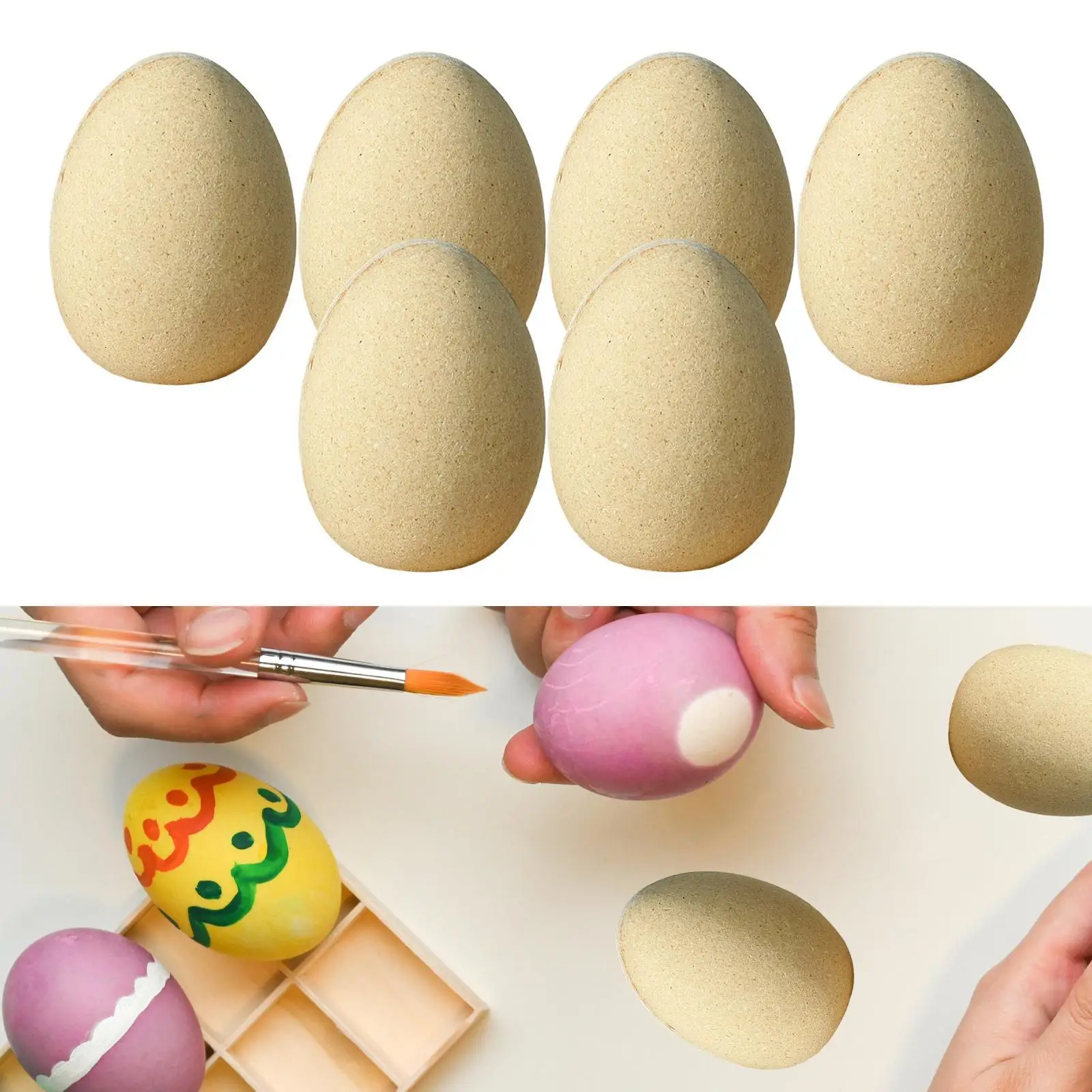 

6 шт., неокрашенные деревянные яйца, универсальные наполнители для окрашивания, деревянные пасхальные яйца, пасхальные украшения, украшения для фотореквизита