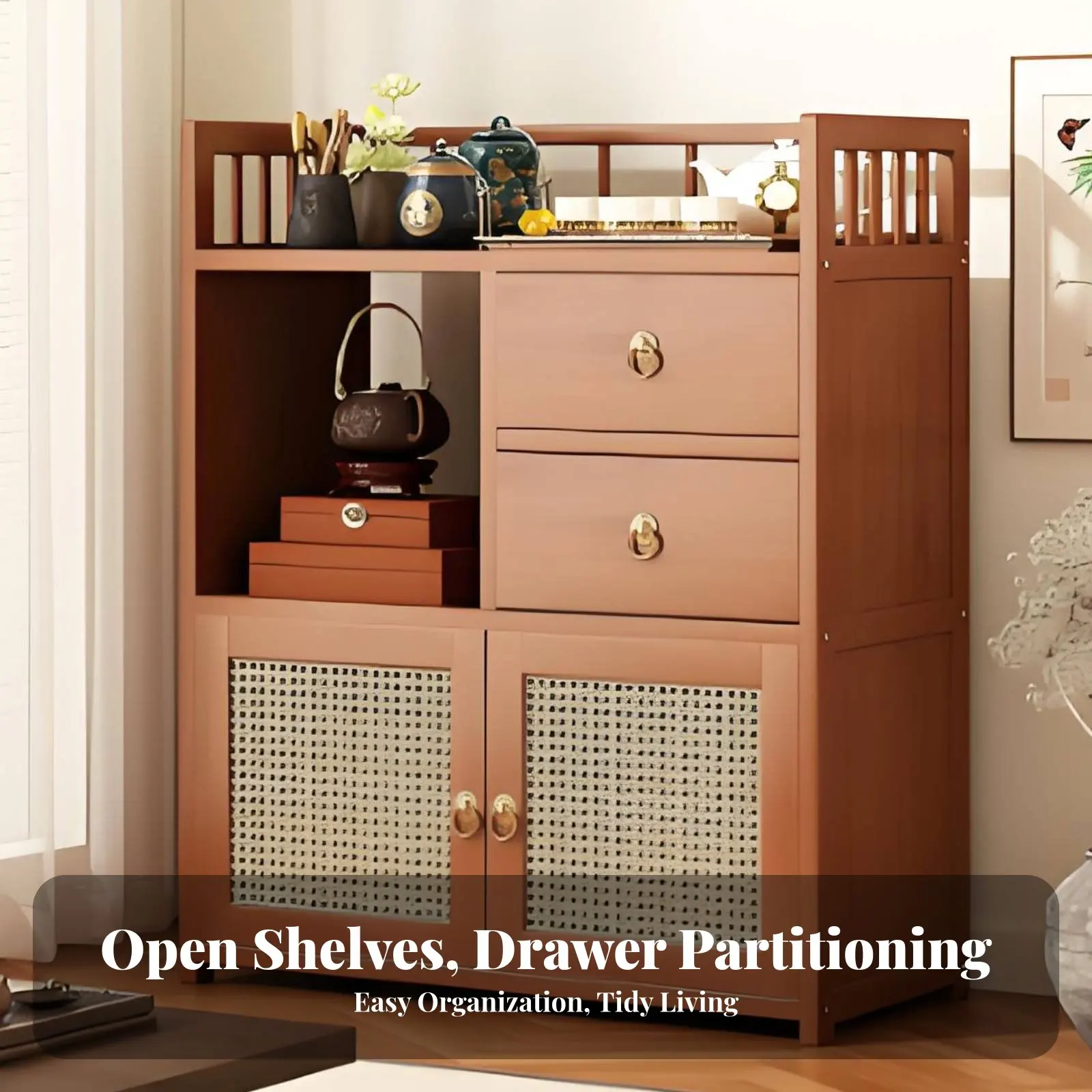 

Многофункциональная домашняя многоярусная полка для хранения в китайском стиле, традиционная эстетика для владельцев домов, для гостиной