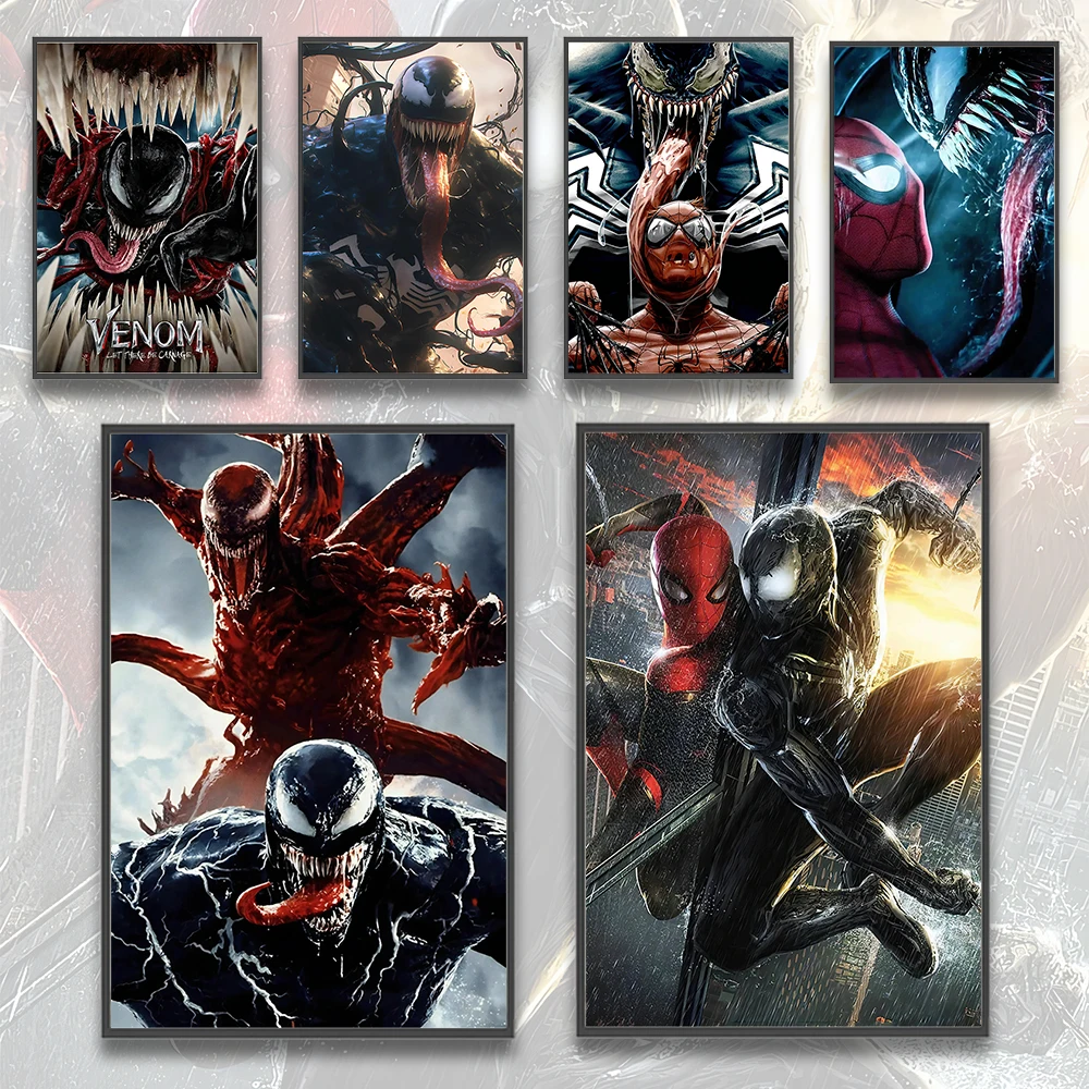 Venom Mavel Anime Self-adhesive Poster Spider-Man Wall Art Kid Bedroom Decor Movie Wallpaper Figures HD Home Decoration Painting