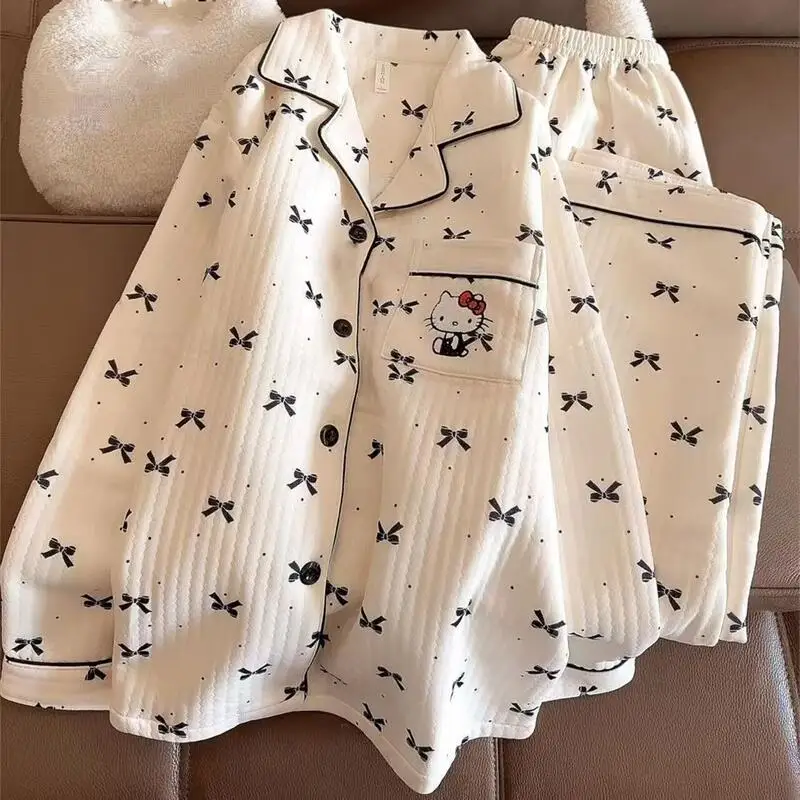 

Korean Sweet Girl Long Sleeved Long Pants Home Wear Autumn and Winter New Warm Cartoon Pajamas Set Student Two-Piece Set Kawaii
