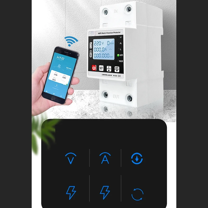 63A TUYA Wi-Fi Умная защита от утечки на землю при пониженном напряжении Реле Таймер энергии