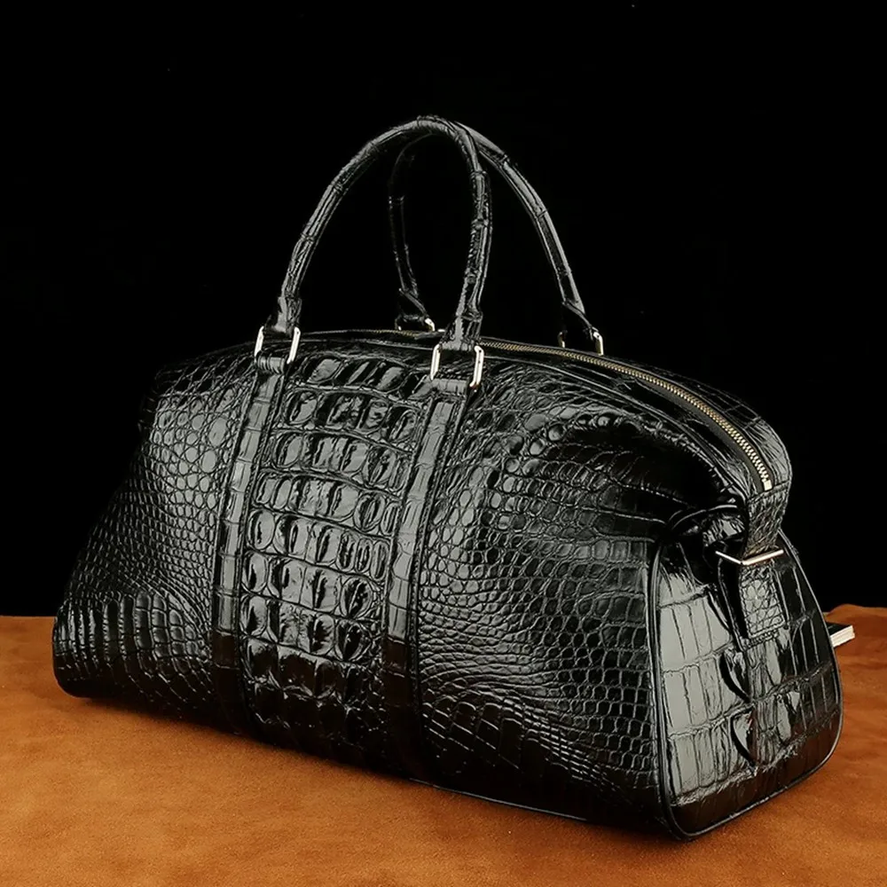 Exotic style real crocodile leather men's travel bag large handbag crocodile leather large-capacity casual shoulder bag