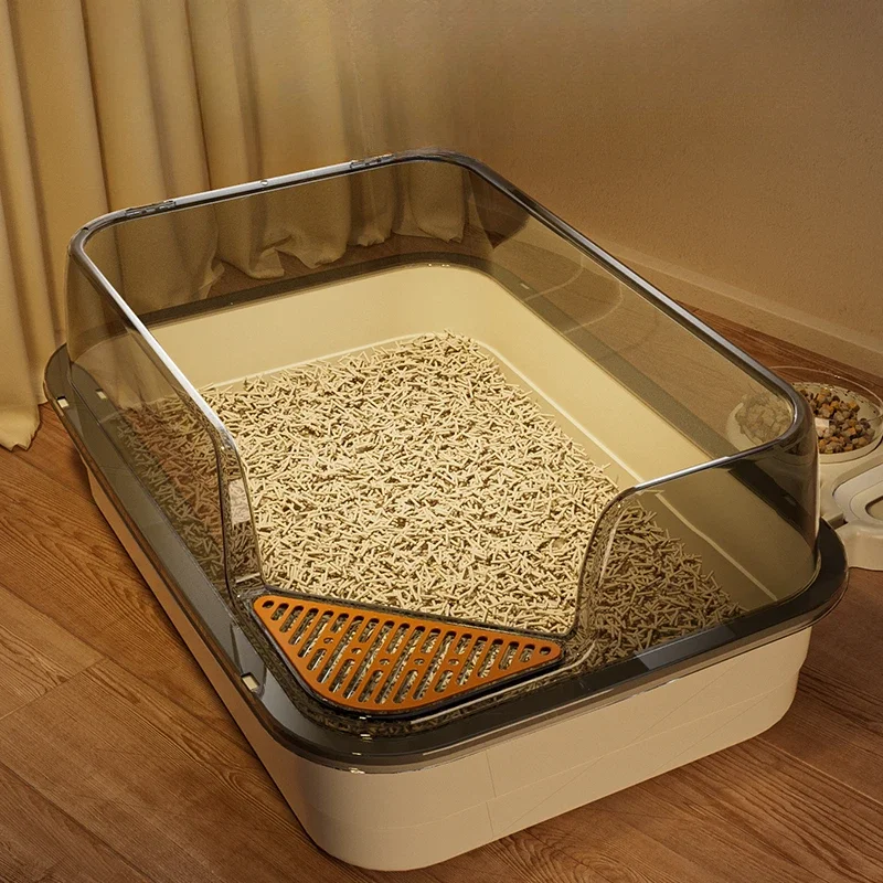 Super Large Sandbox Cat Litter Tray Deepened Anti-Splash Pet Bedpan Easy-Clean Litter Solution for Cats Large Pet Tray Design