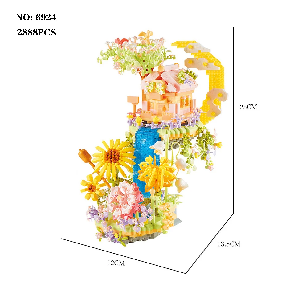 Romantic Sky Flower House modello 3D Building Blocks assemblato fai da te Eternal Flower Figure Mini Bricks Decor Toy per Noel Gift