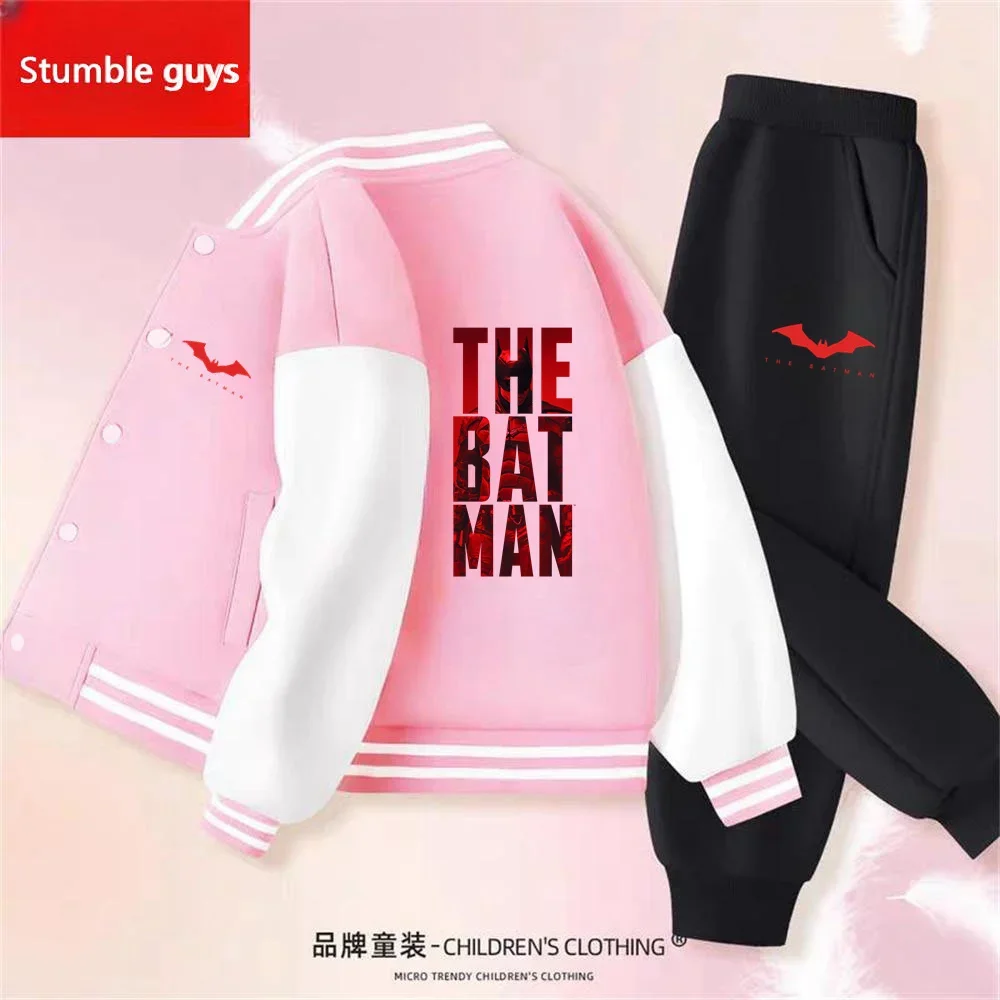 Batman- Baseball Uniform Boys Clothes Girls Thick Coat Anime Fashion Kids Hoodie Set Narutos One Piece Pokemoned Warm Jacket