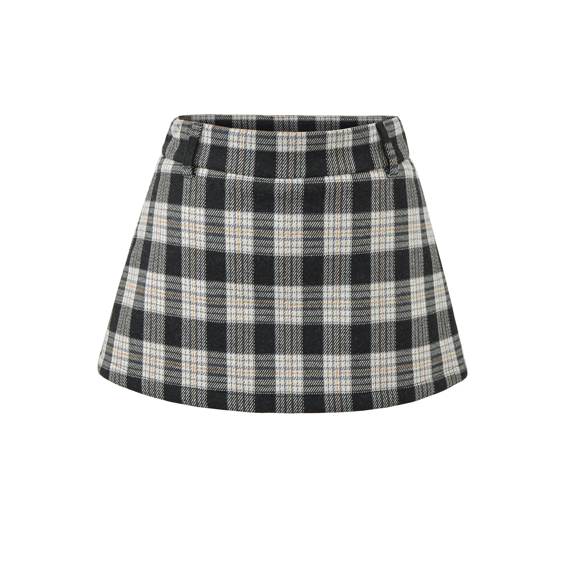 Hot Girl Sexy Plaid Half Skirt Autumn Winter New Low Waist Design A-line Skirt Bodycon Skirt Pure Desire Casual Charming HOUE