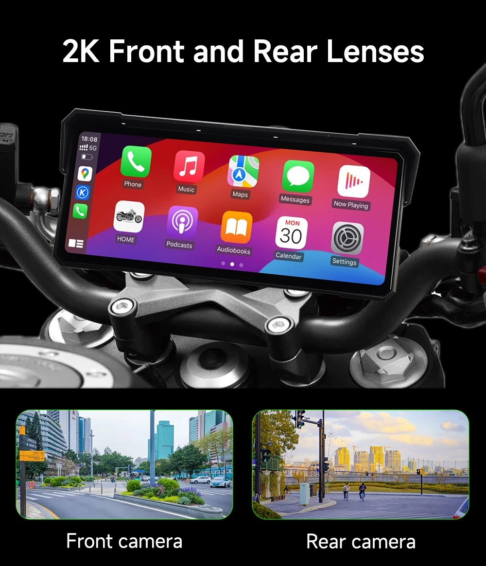 JIUYIN 8,1/7 Zoll Kabelloses CarPlay Moto Android Auto Tragbares IPX8 Motorrad-Armaturenbrett-Navigationsdisplay Bildschirmmonitor – Detail 3