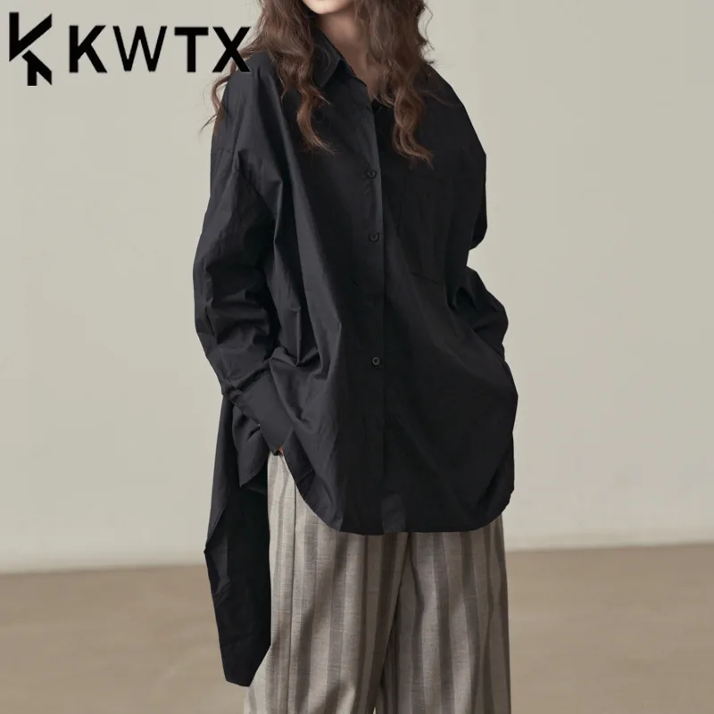 

KWTX Women's Casual Shirt 3D Bow Back Tie Open Retro Streetwear Minimalist Elegant Soft Luxury Spring Summer 2025 Blouse