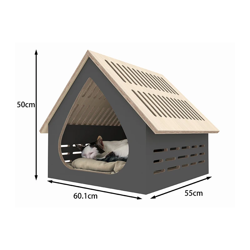 Personalized Custom Wooden Cat House Pet Indoor Furniture Cat House Wood Pet Nest Bed Wooden House Cat Bed