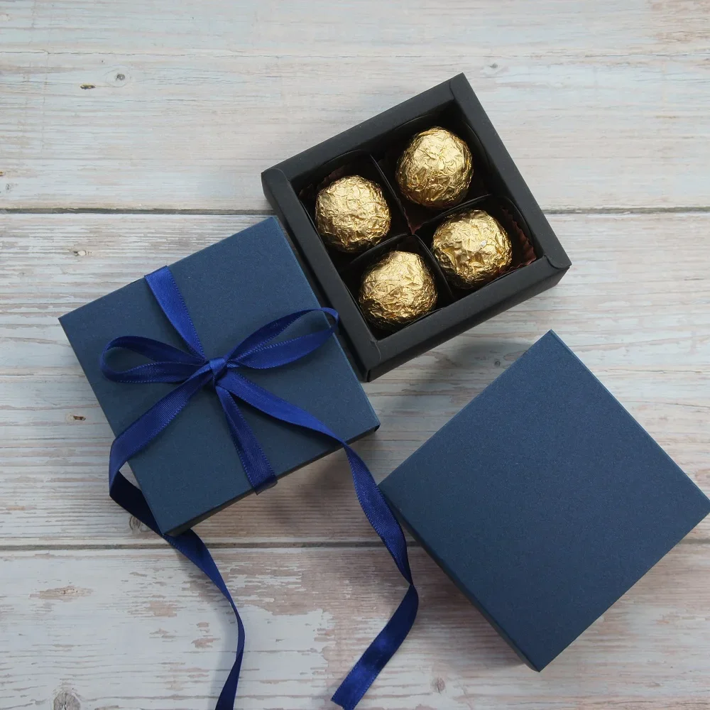 9*9*3.5CM blue / red color 10 set Chocolate Paper Box valentine\'s day Christmas Birthday Party Gifts Packing Storage Boxes