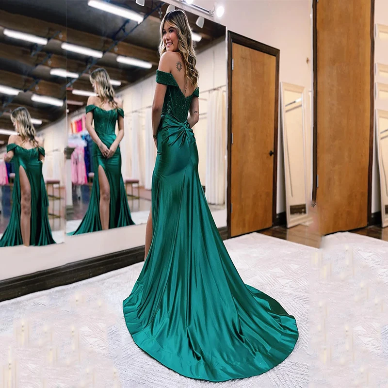 Jirocum vestido de noche Formal con hombros descubiertos para mujer, vestidos de fiesta de cena brillantes, vestidos de cóctel sexys sin espalda