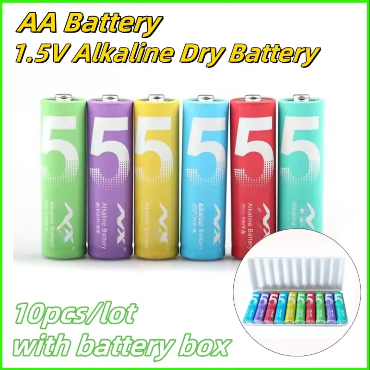 NX Rainbow AA Battery 1.5V Alkaline Dry Battery LR6 Toy Smart Door Lock Long Lasting Leakproof 5-Year Shelf Life