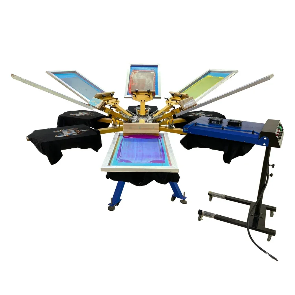 

6 Color Plate Printer 6 Station Manual Screen Printing Machine With Easy Adjusting System