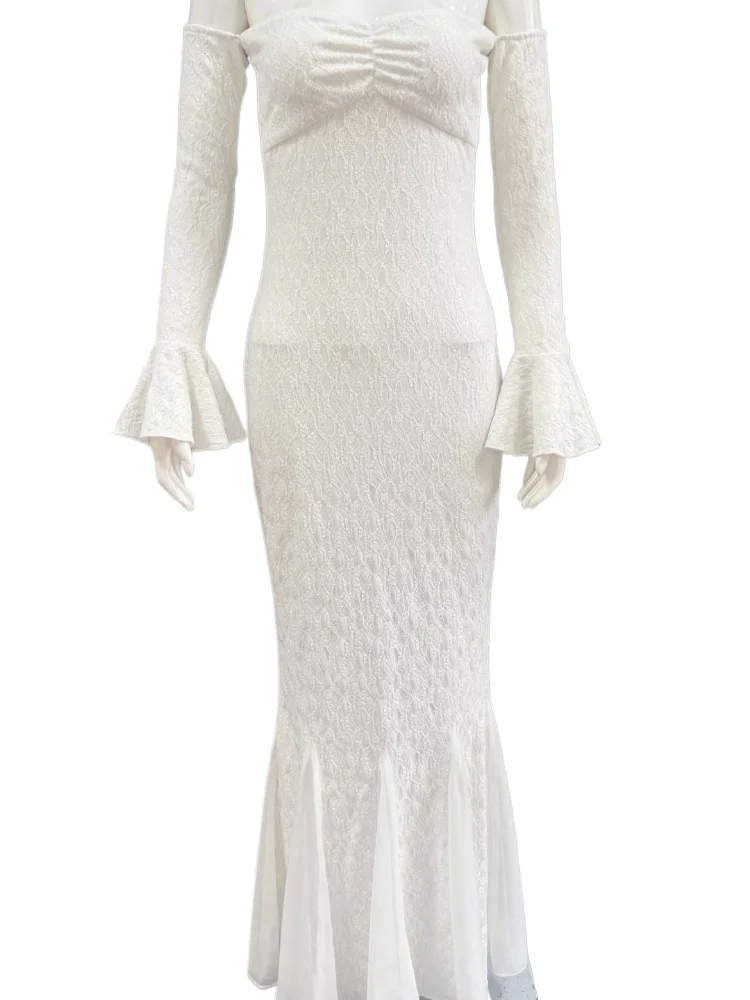 

Sexy Off Shoulder Long Mermaid Dress With Long Sleeves