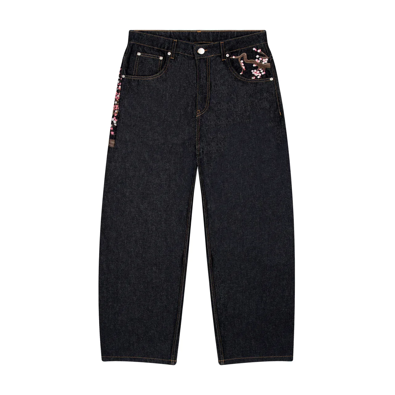 남성용 청바지 사쿠라 자수 슬림 스트레이트 라이트 워시 - Embroidery Jeans Sakura 리뷰 및 가격