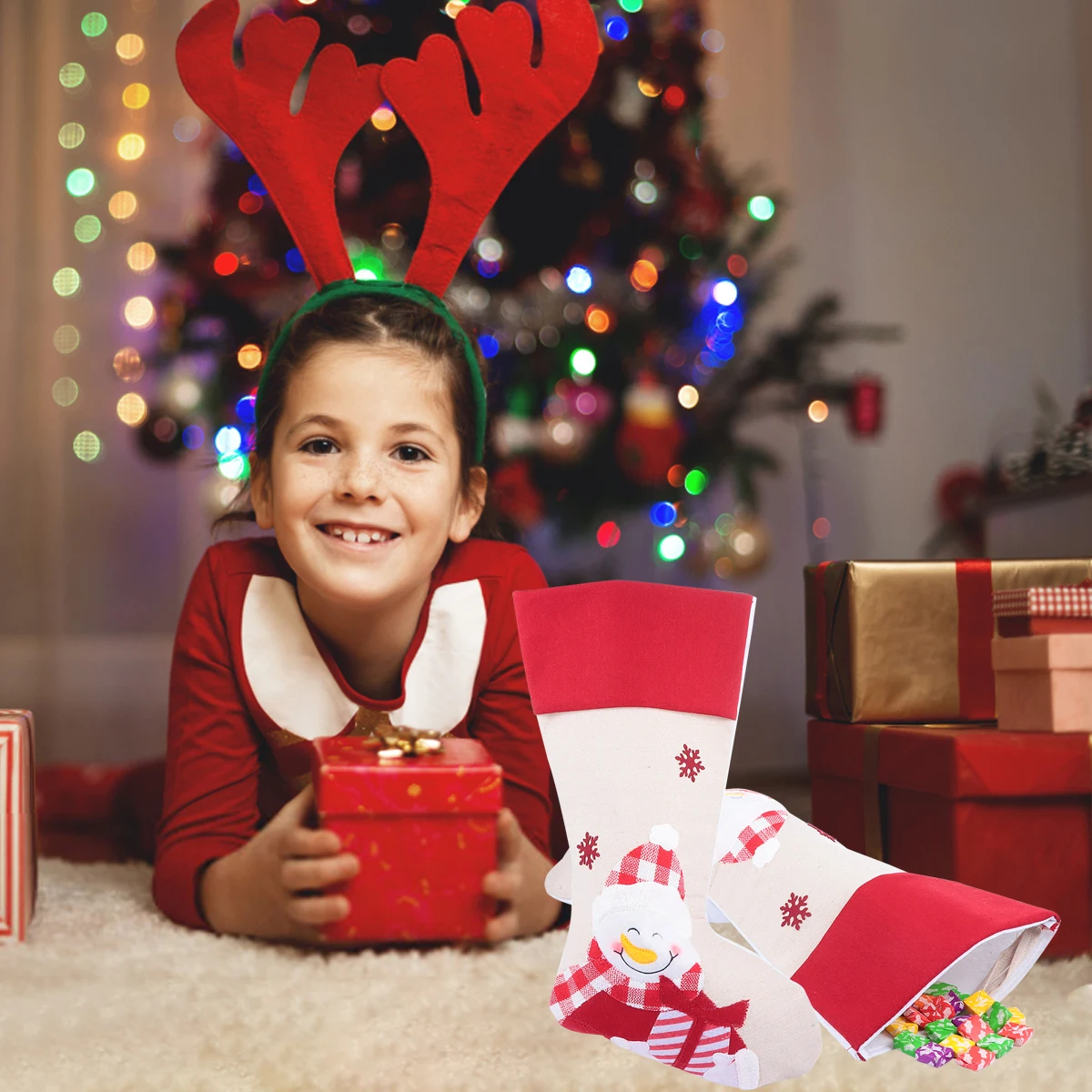 

Gift Bag Candy Eve Decor Christmas Decorations Goodies Socks Tote Hanging Storage Pouches