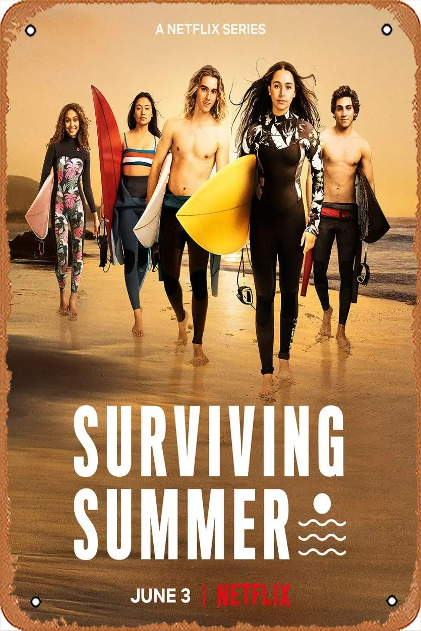 Surviving Summer (Sky Katz, Kai Lewins) TV Show Poster Tin Sign Film Movie Cinema Theater 8x12 Inches - Vintage Metal Tin Sign f