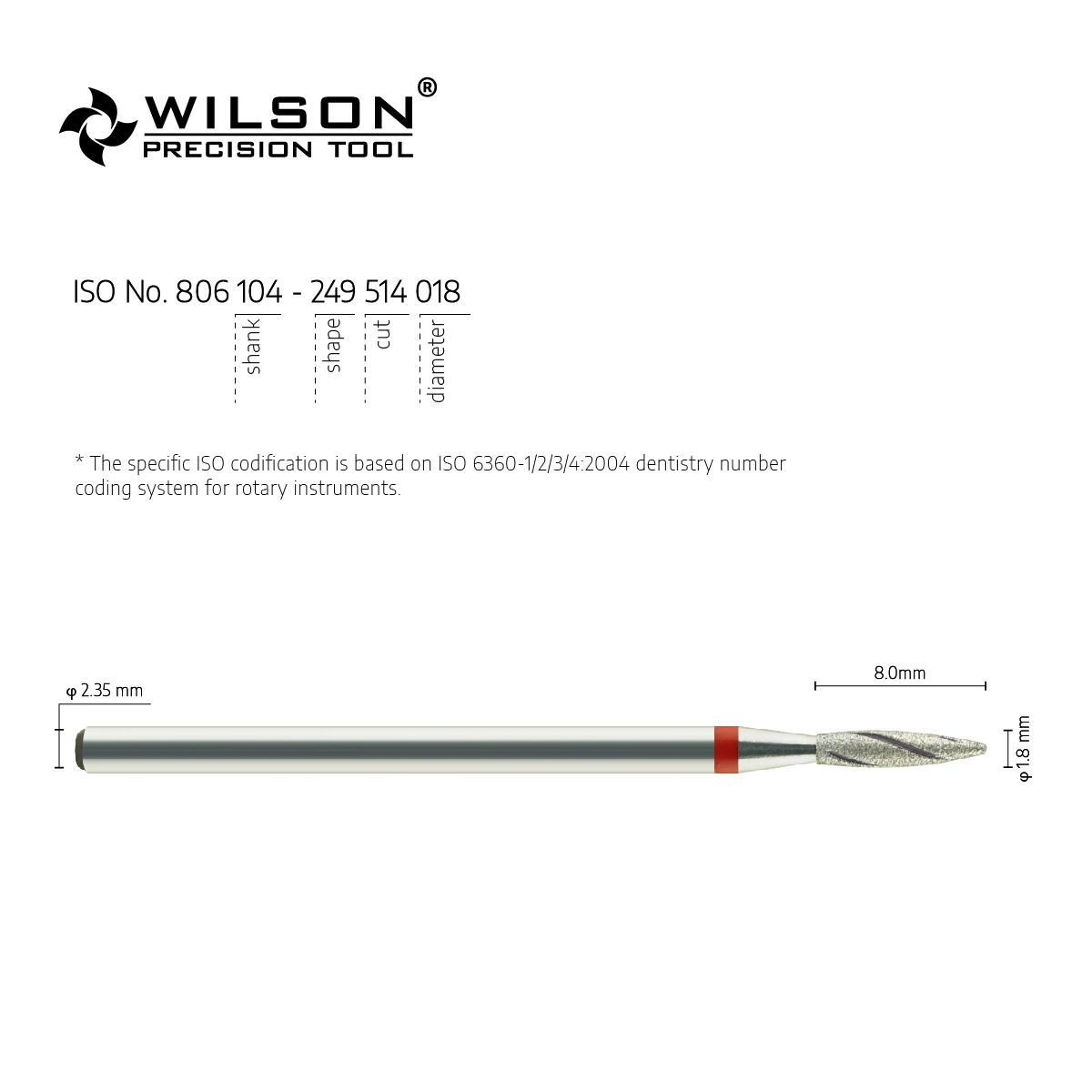 1.8mm Flame Shape 8005220 With Cooling Groove High Wearing Feature Well Sun Dental Diamond Bits Dental Bur