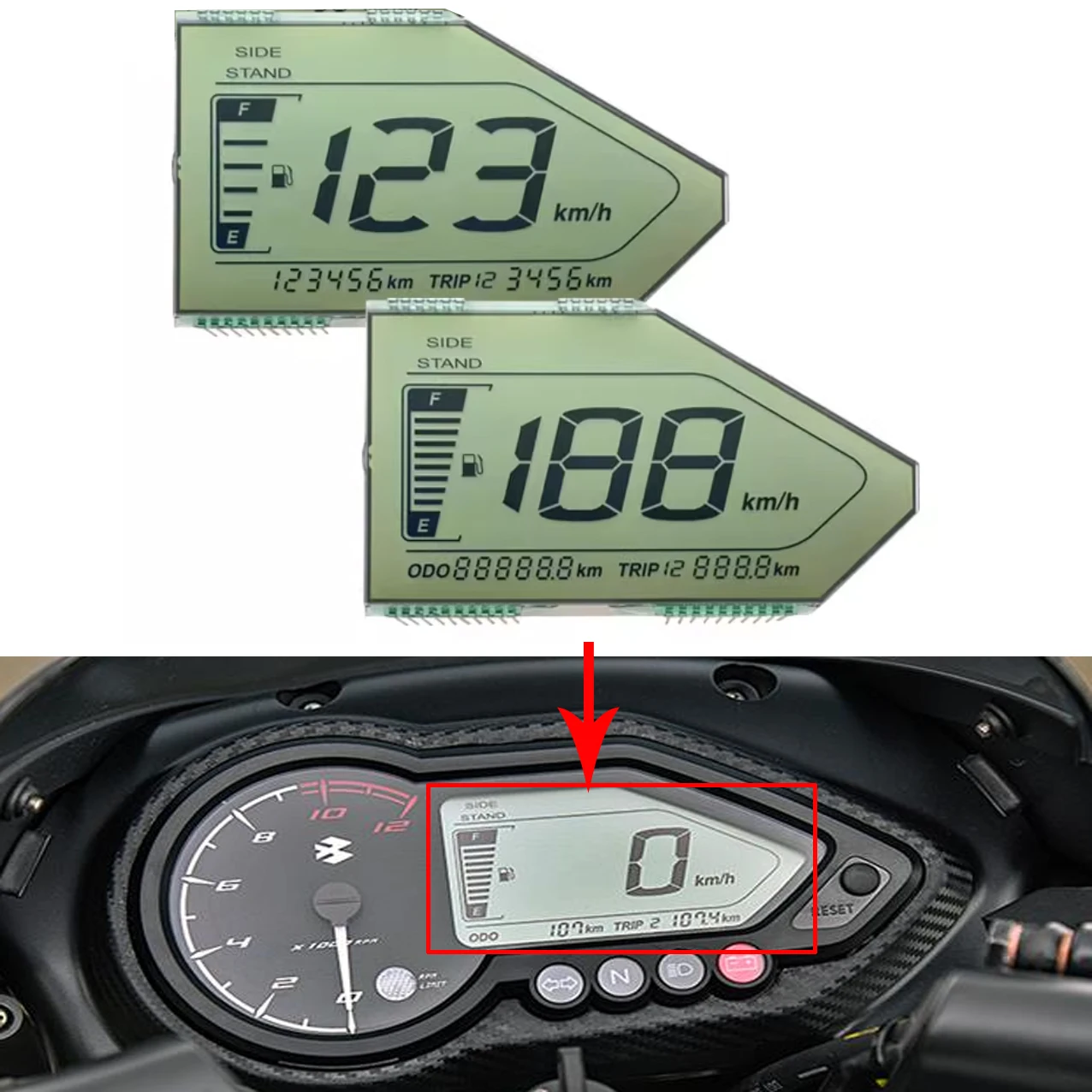 New LCD Display For Bajaj Pulsar 125 UG5 Speedometer Instrument LCD Screen repair