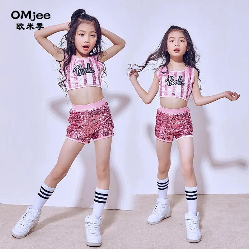 Girls Hip Hop Dance Clothes Ballroom Costumes Dancing Suits Kids Long Sleeve Top Shirt Dancewear Modern Sweatshirt Streetwear