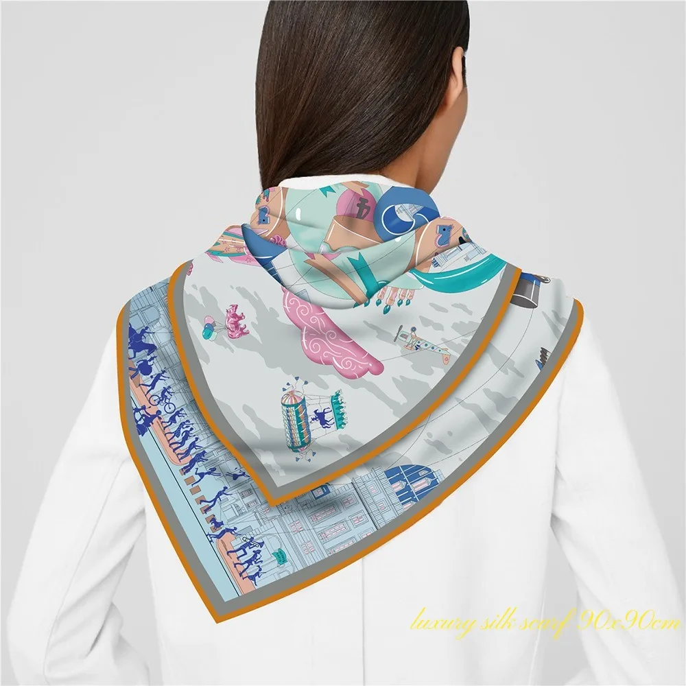 New Fubao Parade Balloon Women\'s Outdoor Sunscreen Shawl Large Square Scarf Chest Wrap  Silk Scarf Headscarf  Scarf for Women