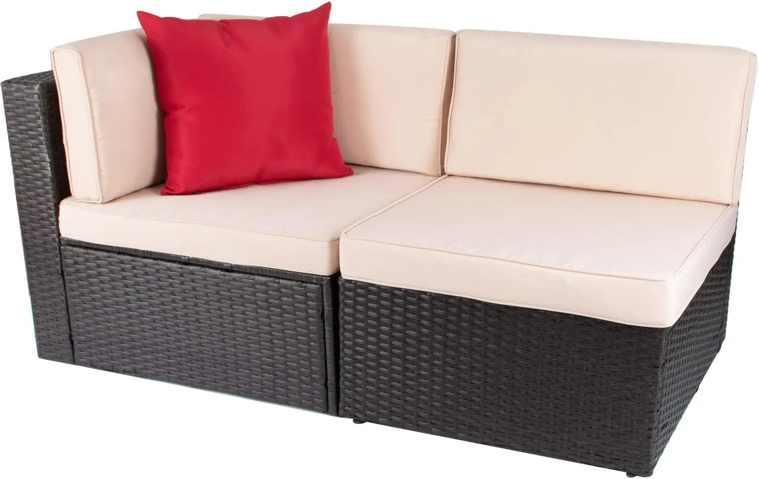 

Patio Furniture Sofa Sets Outdoor All-Weather Sectional Corner Sofa and Armless(Beige, 2 PCS Patio Set)