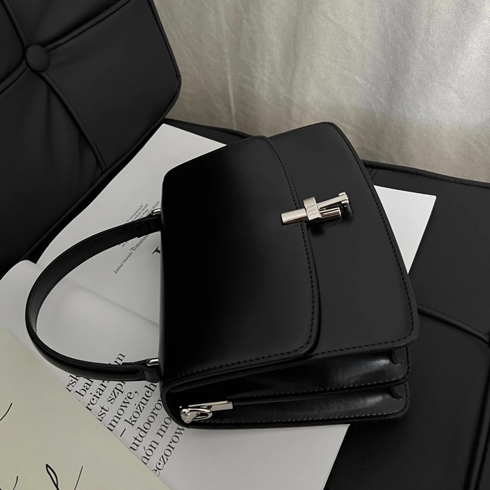 Black Fashion Retro Women Bag\\Handbag Genuine Leather Lady Shoulder Crossbody Bag Real Leather Tote Phone Bag Small Square Bag