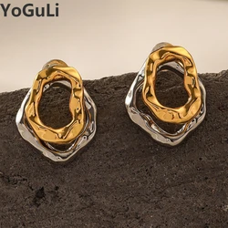 Modern Jewelry Senior Sense Geometric Splicing Stud Earrings For Women Girl Party Wedding Gift Accessories