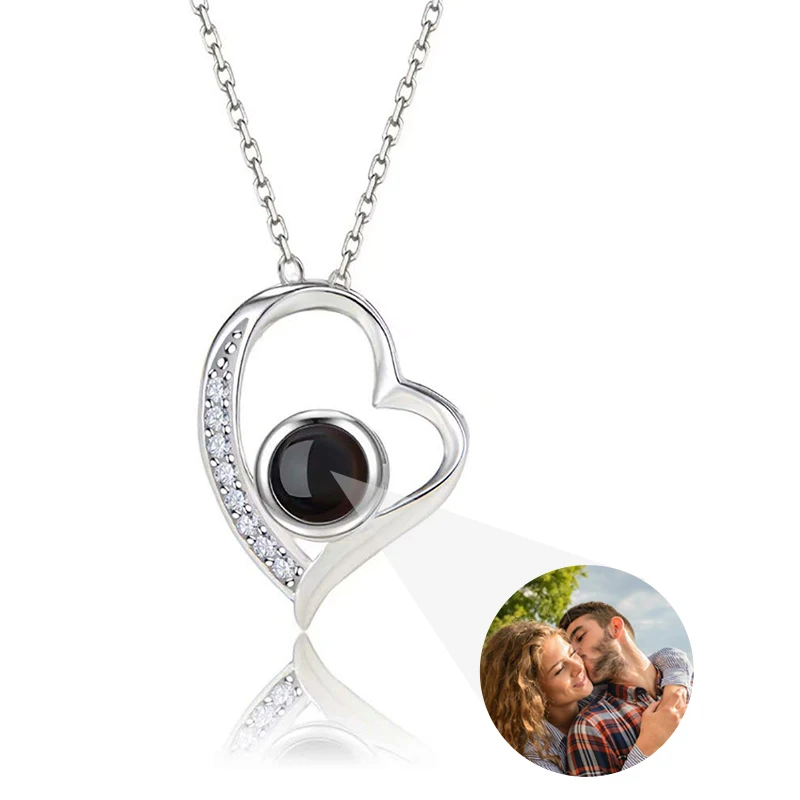 Personalisierte Foto-Projektions-Halskette mit Bild im Inneren Ich Liebe Dich Halskette in 100 Sprachen Personalisierter Herzanhänger Geschenk – Detail 18