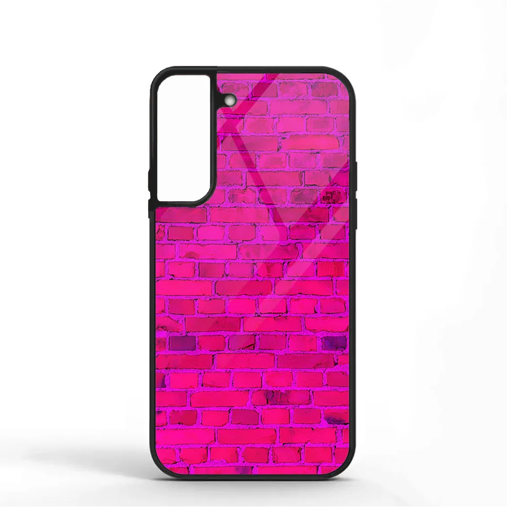 Bright Neon Pink Brick Wall Phone Case For Samsung S10 S20 S21 S22 S24 S30 Plus ULTRA Mirror Acrylic Cover