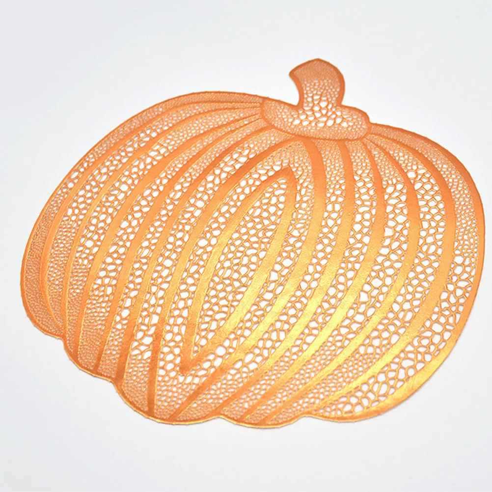 

6pcs Pumpkin Placemat Set Hollowout Pvc Waterproof Non-Slip Fall Table Decor For Thanksgiving Autumn Party Kitchen Decoration