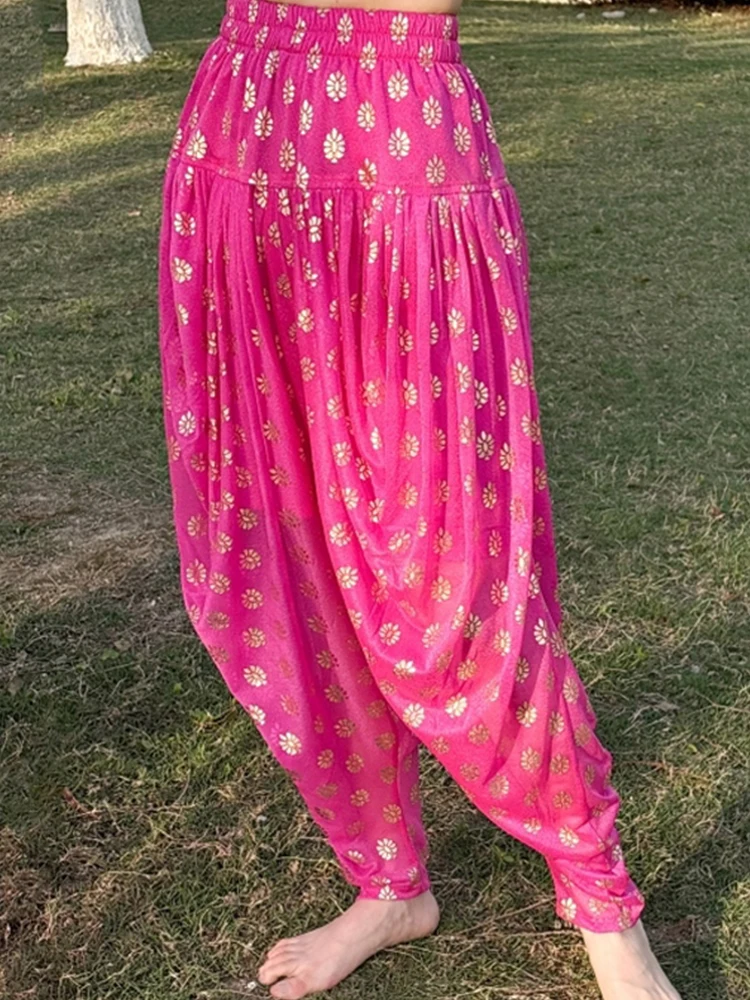 

Indian Dance Pants Practice Clothing Professional Oriental Classical Dance Pink Pants Belly Dance Training Trousers DQL10757