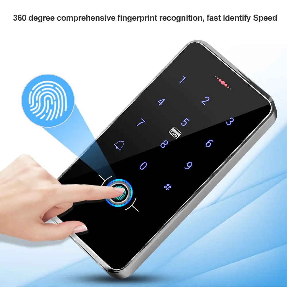 13.56MHz RFID Fingerprint Access Control Keypad IP68 Waterproof  Outdoor Keyboard Touch Panel WG26 / 34 Input, 10pcs Keyfobs