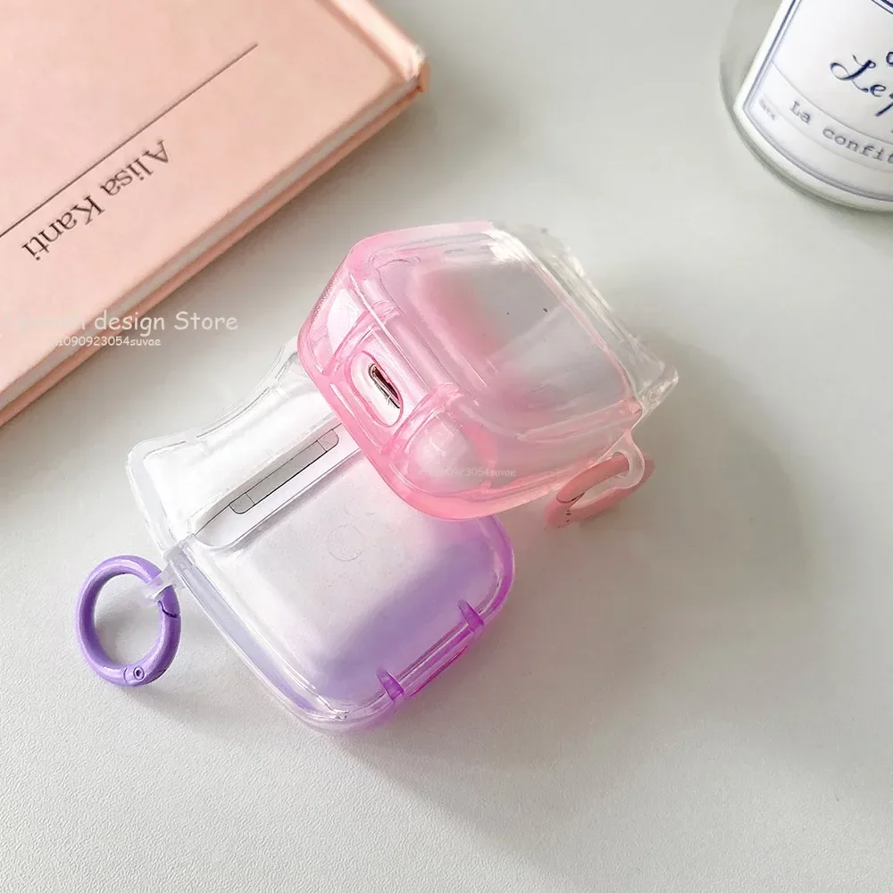 Candy Color Gradient Transparent Acrylic Silicone Headphone Cover Case for AirPods 1/2/3/4 pro 2 Creative Simple