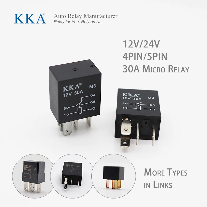 30A Mini Automotive Relay 12V/24V 4pin/5pin, Micro Relay for Car, Motorcycle