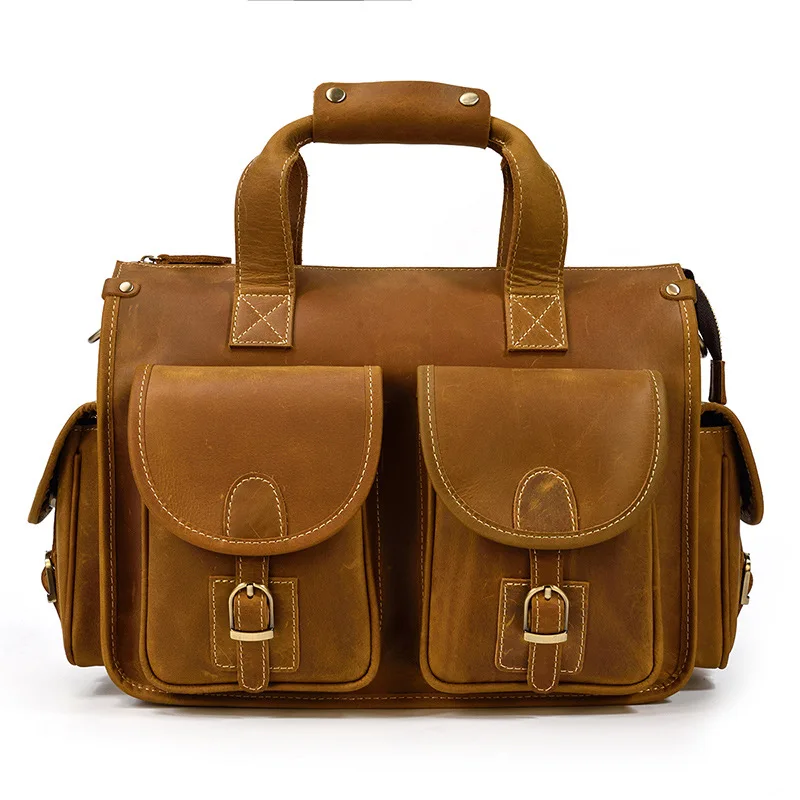 

Leather Man Computer Bag Men's Briefcase Genuine Leather Office Bag For Men Handbag Crazy Horse Laptop Bag Folder For Documents