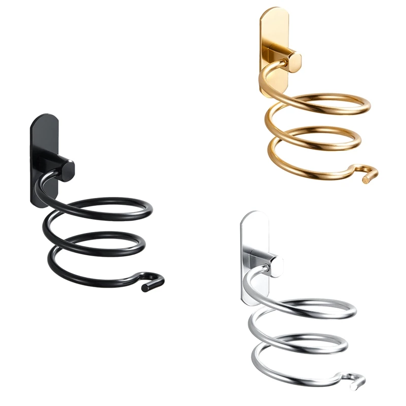 ABWR-حامل مجفف الشعر المثبت على الحائط، أدوات العناية بالشعر الحلزوني، منظم رف معلق لمنظم تخزين مجفف الشعر